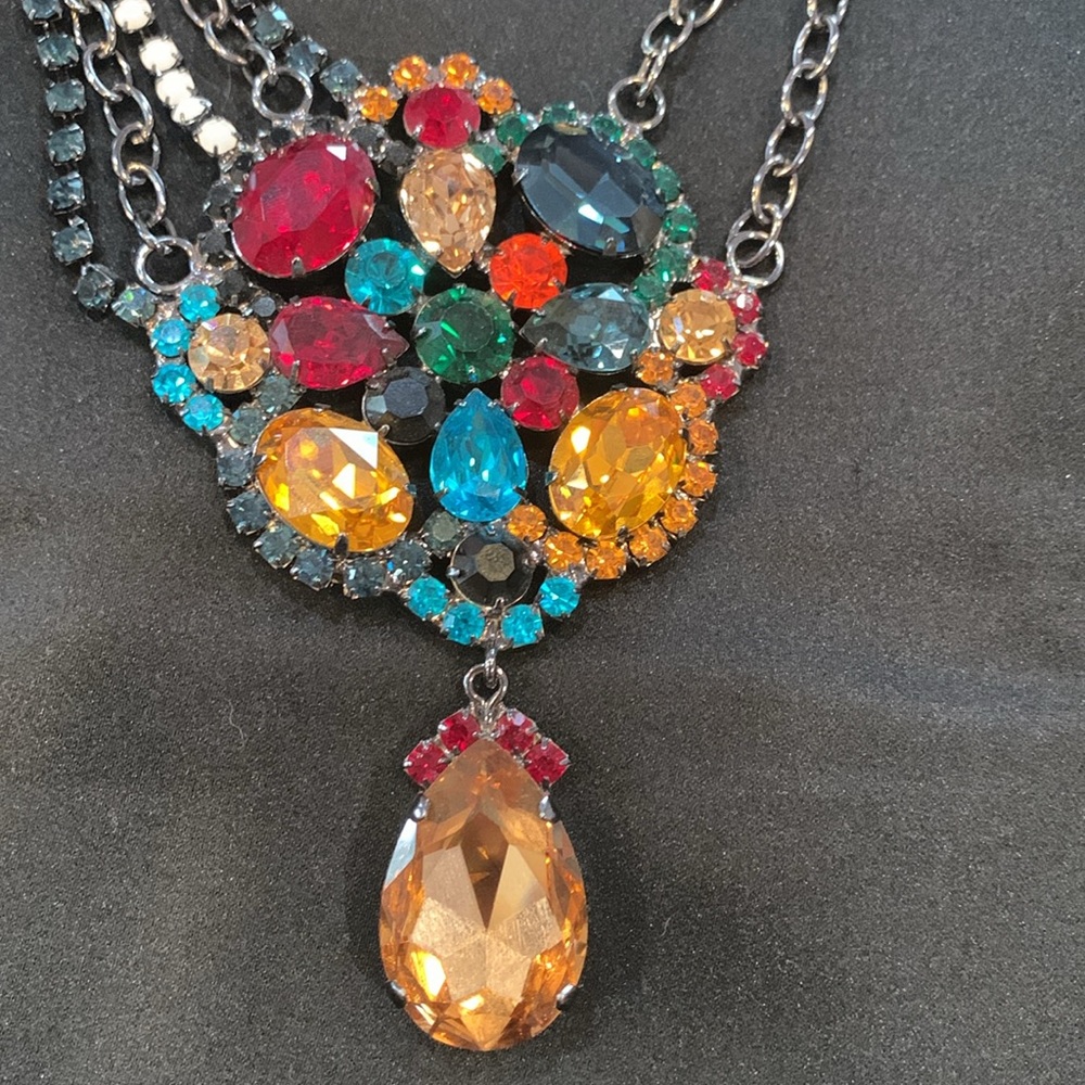 Kenneth Jay Lane Multi-Color Rhinestone Statement Necklace - Picture 4 of 15